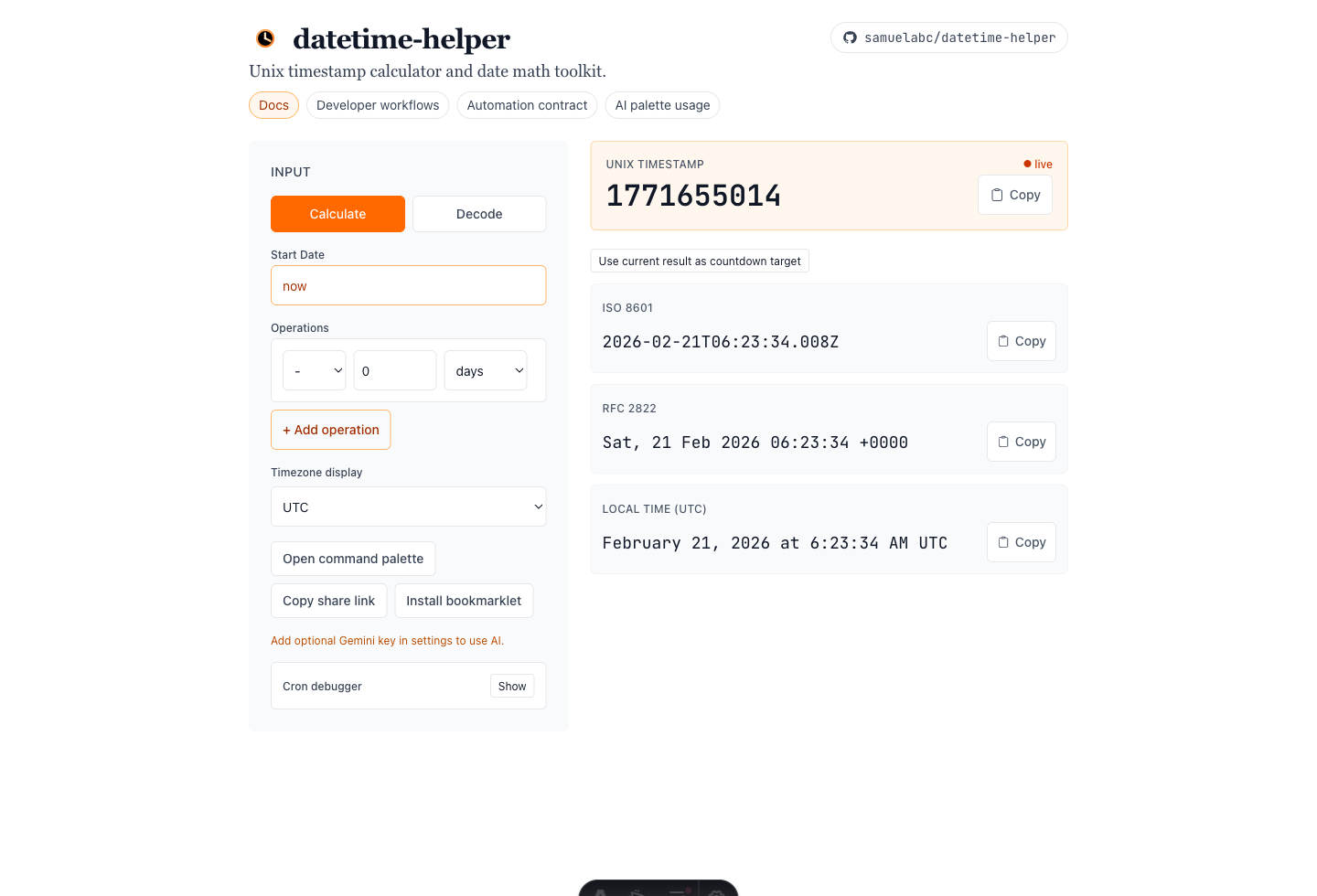 Calculator overview example