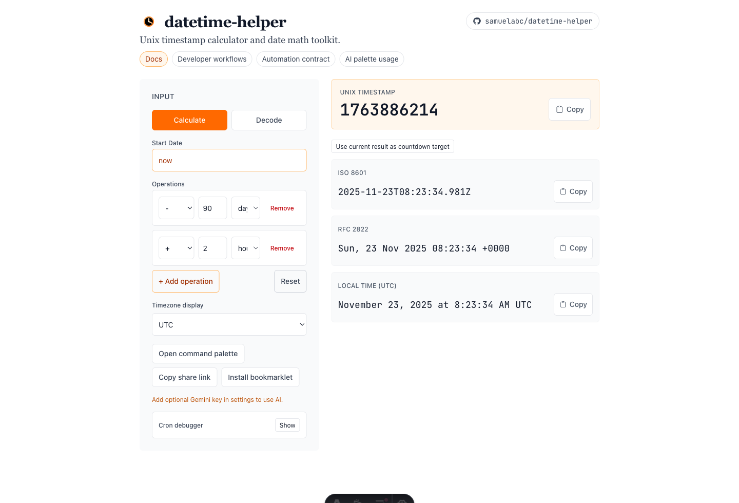 URL state encoded calculation example
